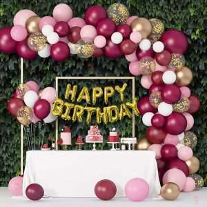 Mehroom Pink White With Happy Birthday Foil