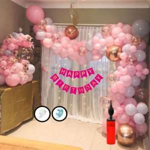 Pink Grey Birthday Decoration for Girls