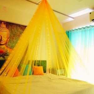 Hemito 6 Pc Tent Romantic Decoration Set – Yellow Backdrop Curtain LED Light Self Adessive Hook with Ribbon