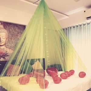 Hemito Rubber 6 Pc Tent Romantic Decoration Set, Backdrop Curtain Led Light Self Adessive Hook With Ribbon