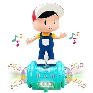 Hemito Kids Musical Dancing Boy 360 Degree Rotating with Color Flashing Lights for Kids