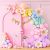 Hemito Rubber 64 Pc Birthday Decoration Kit Cursive Banner Multi Pastel Balloons Along With Flower Clip