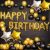 67 Pcs Combo -Gold ,Black Metallic Balloons with Happy Birthday Foil Star Balloons For Boys