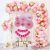 71 Pc Birthday Decoration Kit Pink Rose Gold White Balloon with Birthday Banner Paper Fan for girls